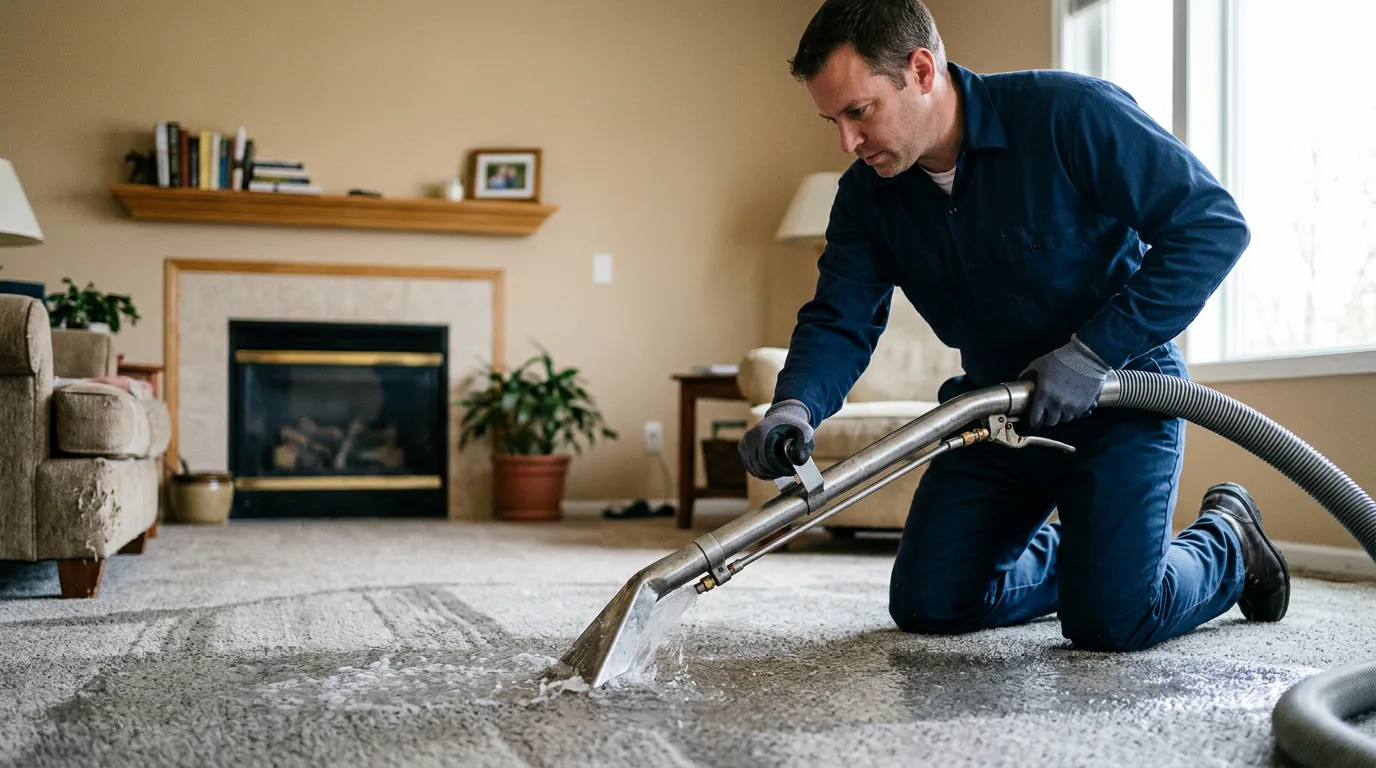 Water damage restoration technician working near Higdon, AL